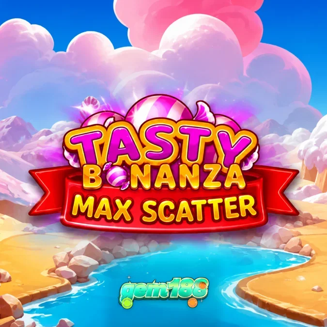 Tampilan visual cerah dan penuh warna dari slot Tasty Bonanza Max Scatter